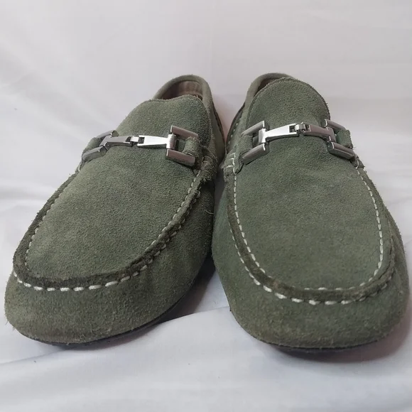 Alfani Mens Green Suede Loafers, Size 8 - Picture 2 of 7